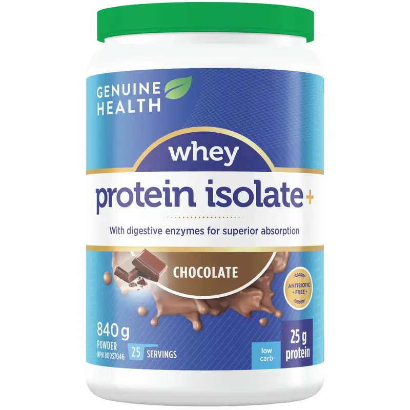 Genuine Health Whey Protein Isolate+ Chocolate – Clean, Low-Lactose Protein Powder (840 G) 1