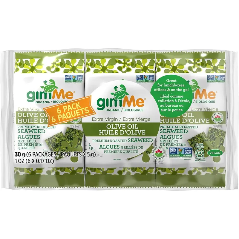 Gimme Organic Olive Oil Roasted Seaweed Snacks – 6-Pack Variety 1