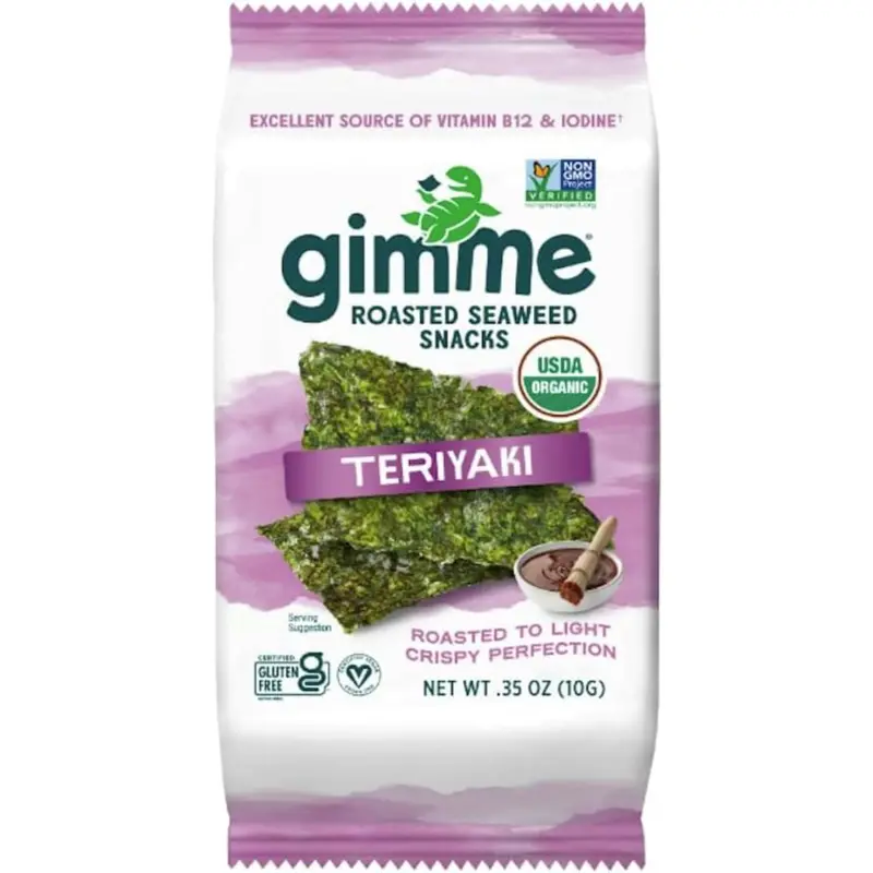 Gimme Organic Teriyaki Roasted Seaweed Snacks – Savory Flavor, 10G 1
