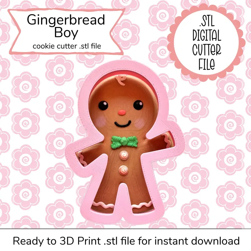 Gingerbread Boy Cookie Cutter Stl – Instant Digital 3D Template 1