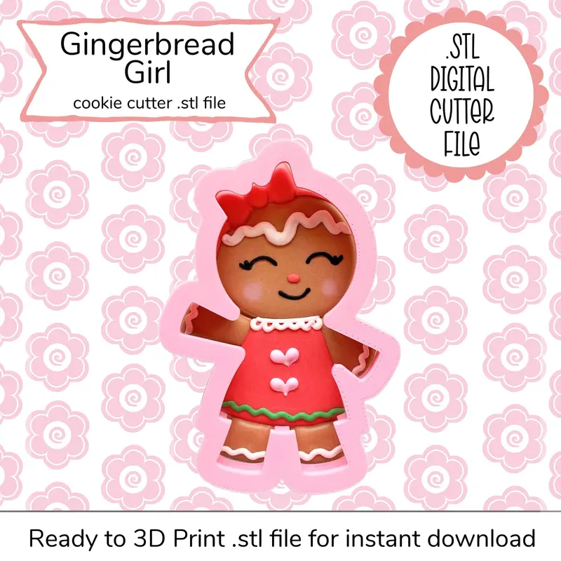 Gingerbread Girl Cookie Cutter Stl – Printable 3D Cutting File 1