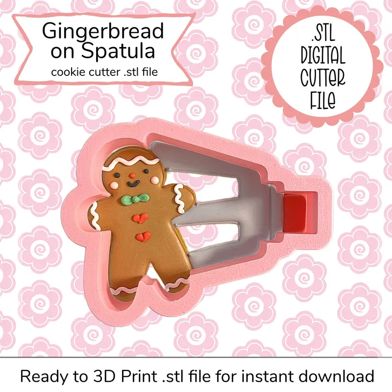 Gingerbread Man On Spatula Cookie Cutter Stl – Digital Download 1