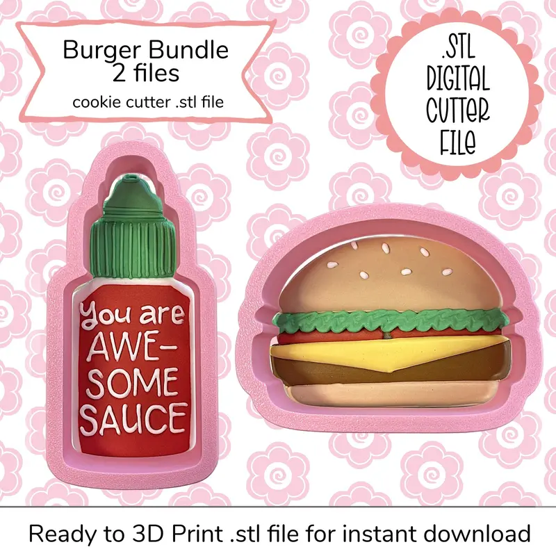 Gourmet Burger Theme Cutter Bundle – Stl Files (Digital) 1