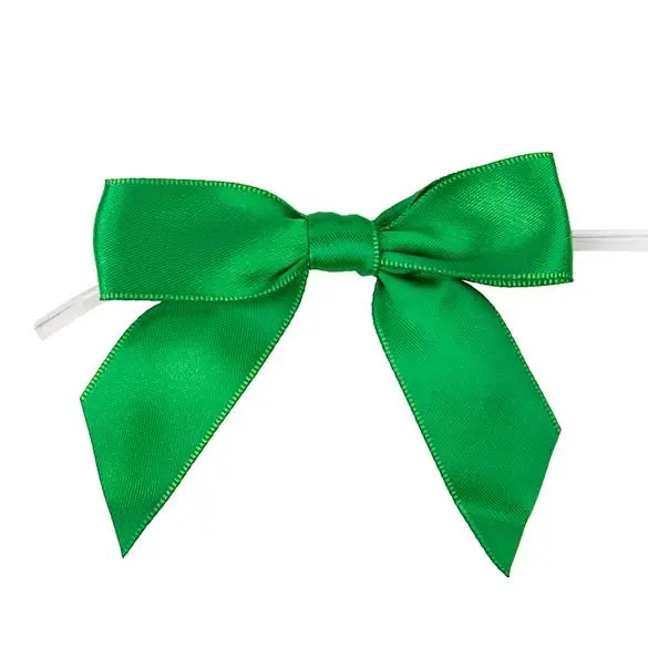 Green Pre-Tied Ribbon Bow – Premium Satin Finish (Pack Of 25) 1