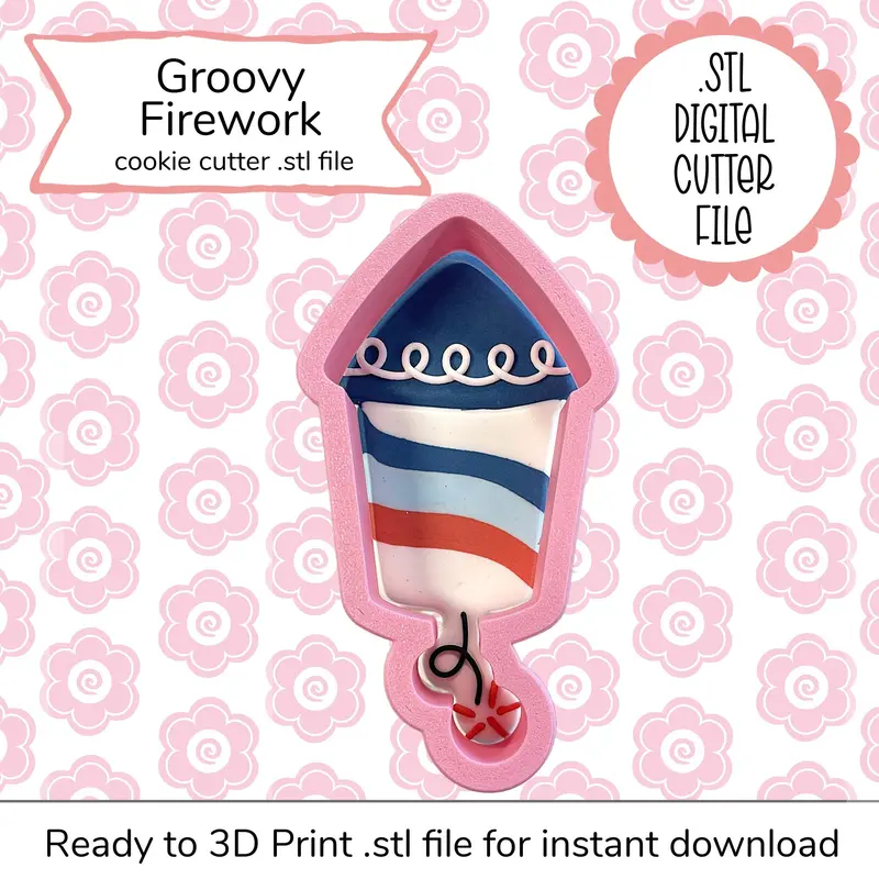 Groovy Firework Cookie Cutter – Stl Digital File 1
