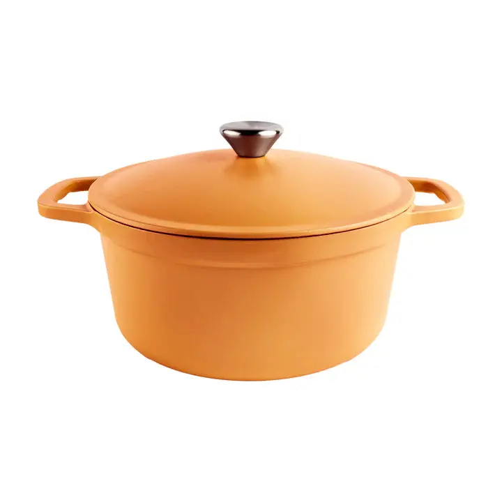 Grunwerg Commichef 24Cm Lightweight Cast Iron Casserole – Terracotta Orange 1