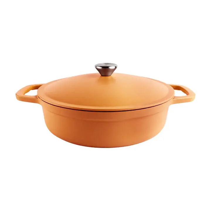 Grunwerg Commichef 28Cm Light Cast Iron Shallow Casserole – Terracotta Orange 1