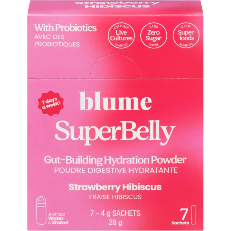 Gut-Support Hydration Sachets – Strawberry Hibiscus, 7-Pack 1