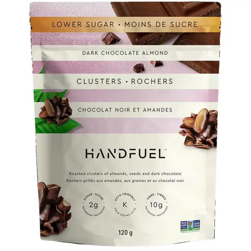 Handfuel Dark Chocolate Almond Clusters – Antioxidant-Rich Treat, 120G 1