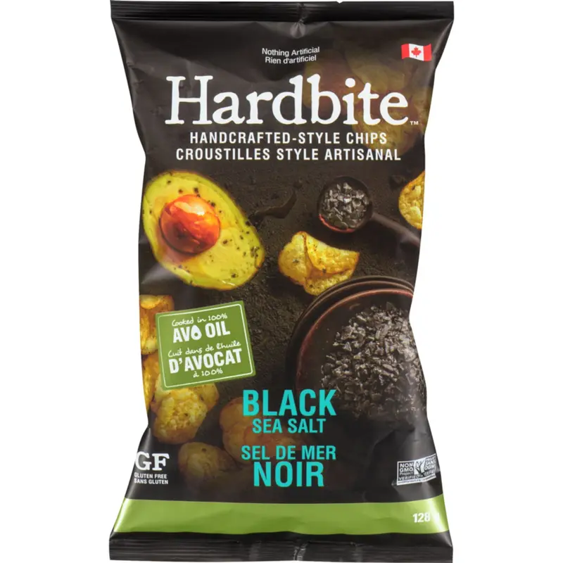 Hardbite Avocado Oil Chips – Black Sea Salt Flavor, Baked, 128G 1