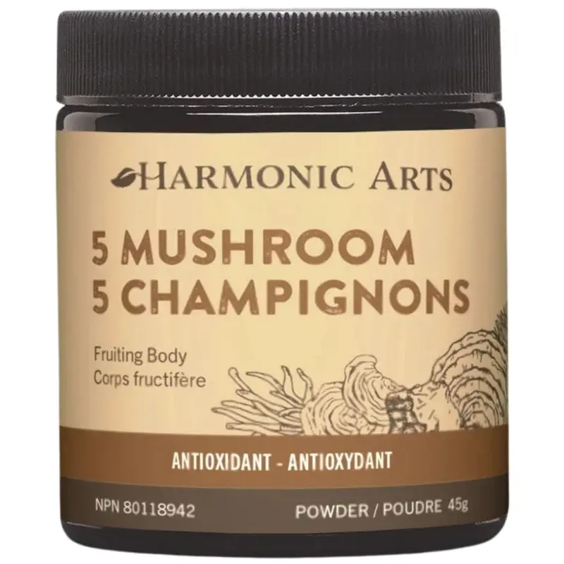 Harmonic Arts Organic Five Mushroom Extract Powder – Concentrated Dual-Extract, 45G 1