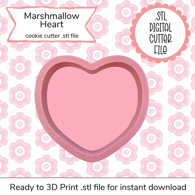 Heart-Shaped Marshmallow Cutter Stl – Instant 3D Digital Template 1