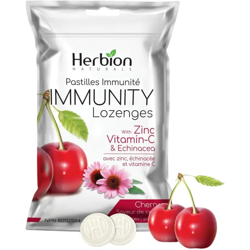 Herbion Immunity Lozenges – Zinc, Vitamin C & Echinacea, Cherry Flavor (25 Ct) 1