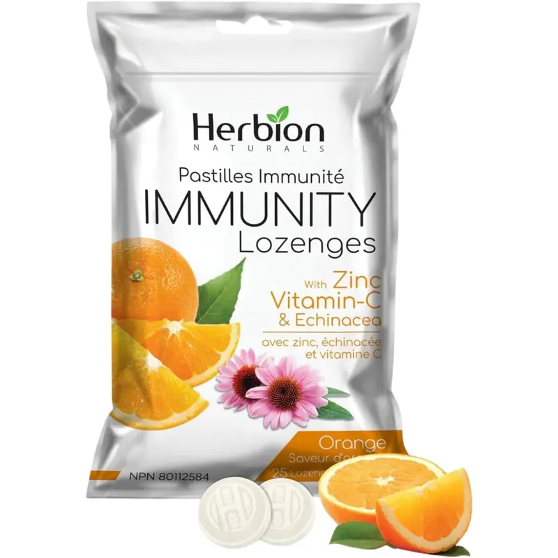 Herbion Immunity Lozenges – Zinc, Vitamin C & Echinacea, Orange Flavor (25 Ct) 1