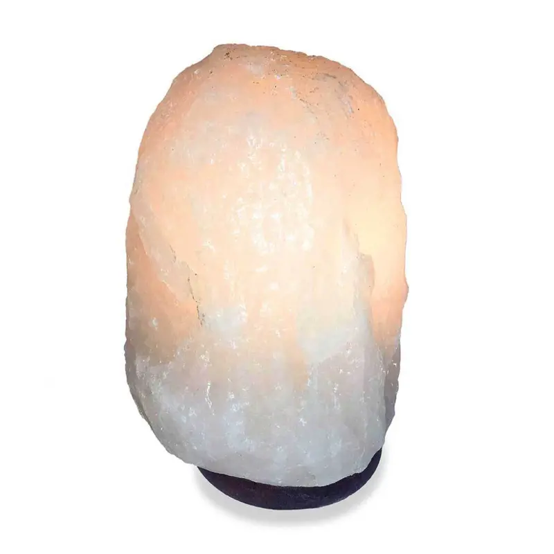 Himalayan White Salt Lamp – 1–2Kg Hand-Carved Crystal Light On Wooden Platform 1