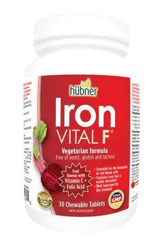 Hubner Iron Vital F Chewables – Gentle Iron Supplement With Folic Acid, 30 Tablets 1