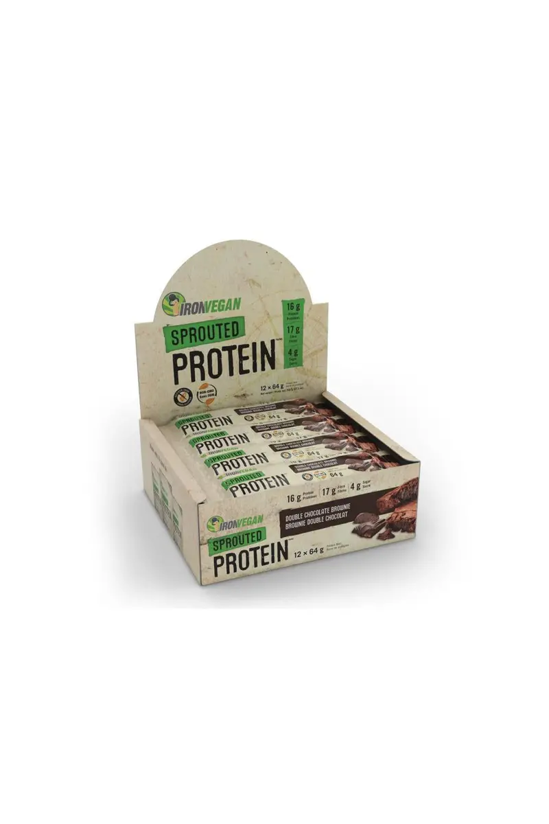 Iron Vegan Double Chocolate Brownie Sprouted Protein Bar – 64G Organic Snack 1