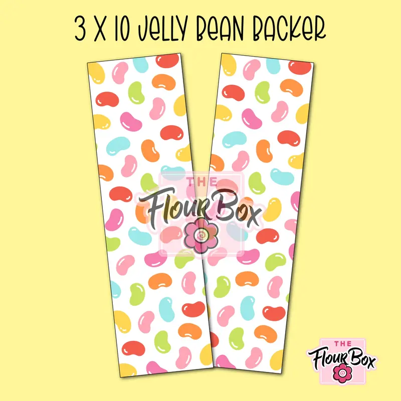 Jelly Beans Cookie Box Backer – 3" X 10" Horizontal Display Card (25-Pack) 1