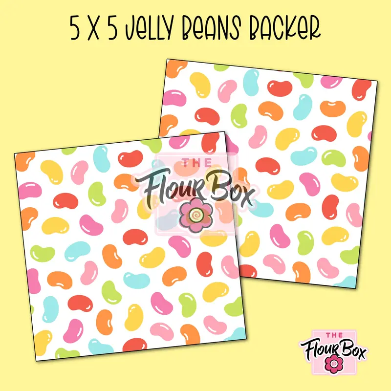 Jelly Beans Cookie Box Backer – 5" X 5" Square Display Card (25-Pack) 1