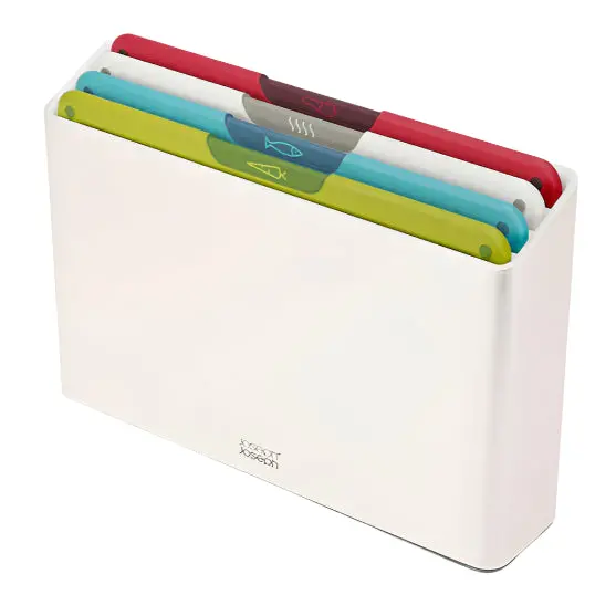 Joseph Joseph Folio Icon Chopping Board Set – 4-Piece Color-Coded Acrylic Board Collection (Arctic White, 60228) 1