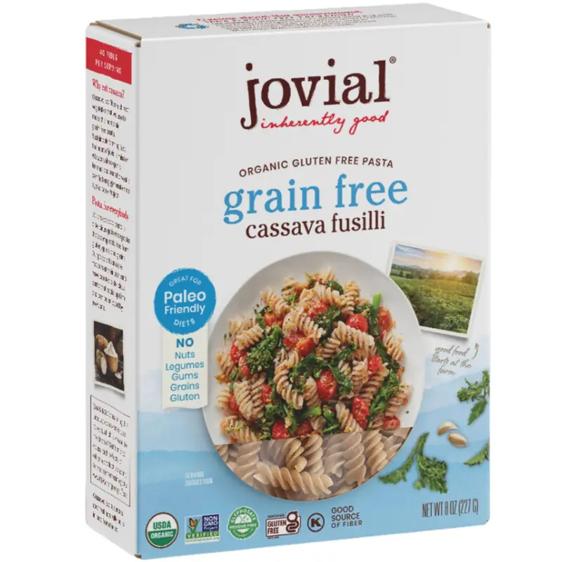 Jovial Organic Cassava Fusilli Pasta – Grain-Free, Gluten-Free, 227G 1