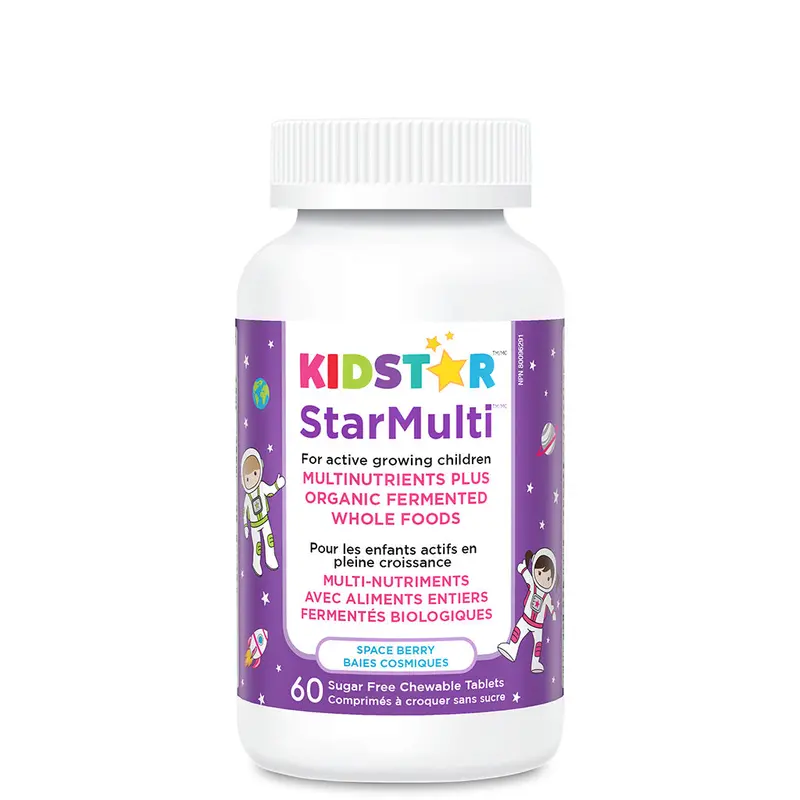 Kidstar Multinutrient Chewables – Kids’ Daily Vitamins, Fruity Flavor, 60 Tablets 1