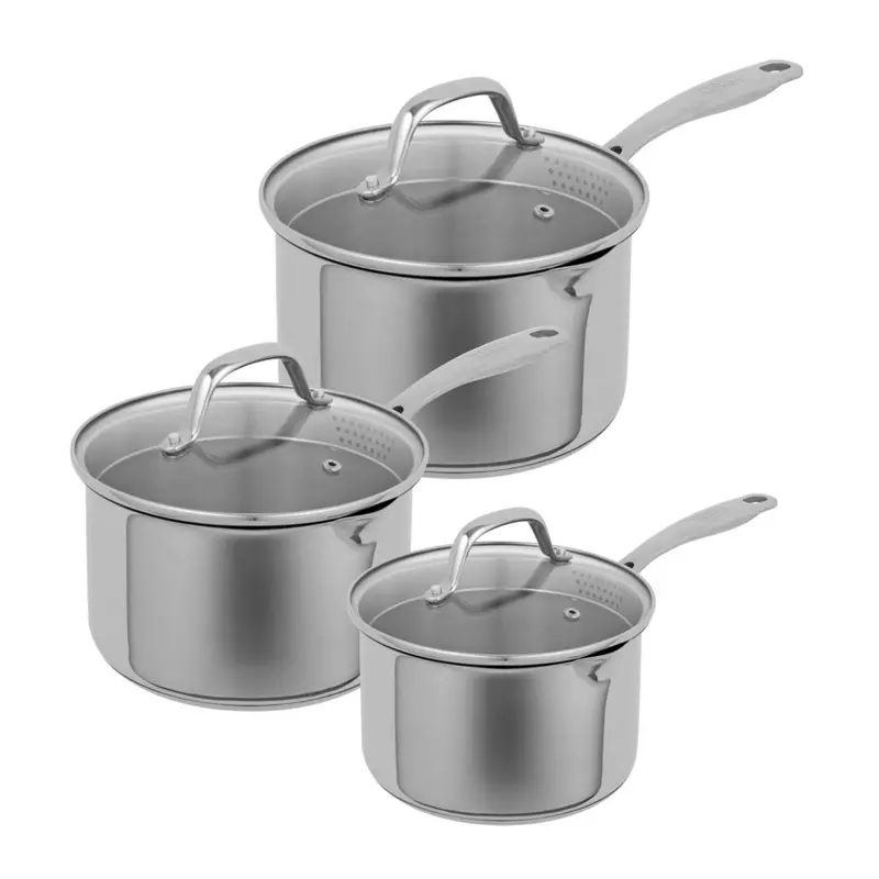 Kuhn Rikon Allround Plus 3-Piece Draining Lid Saucepan Set – Stainless Steel Cookware (37853) 1