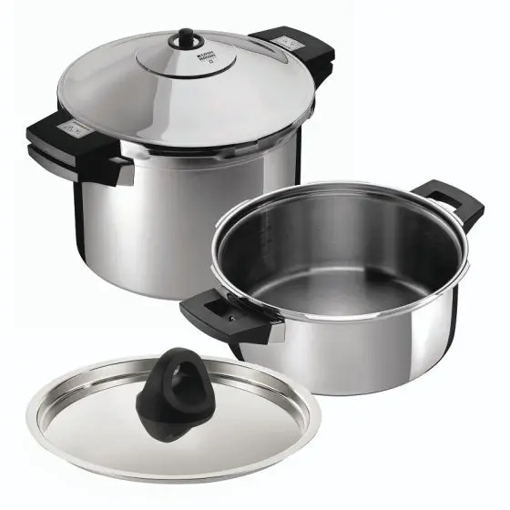 Kuhn Rikon Duromatic Inox Duo 2.5L + 6L Stainless Steel Pressure Cooker Set – 24Cm With Side Handles 1