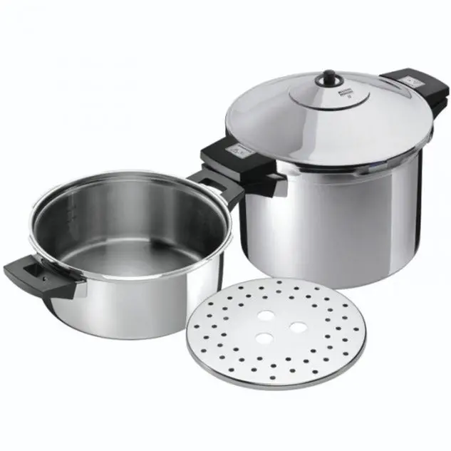 Kuhn Rikon Duromatic Inox Duo 4L + 8L Stainless Steel Pressure Cooker Set – 24Cm With Side Handles 1