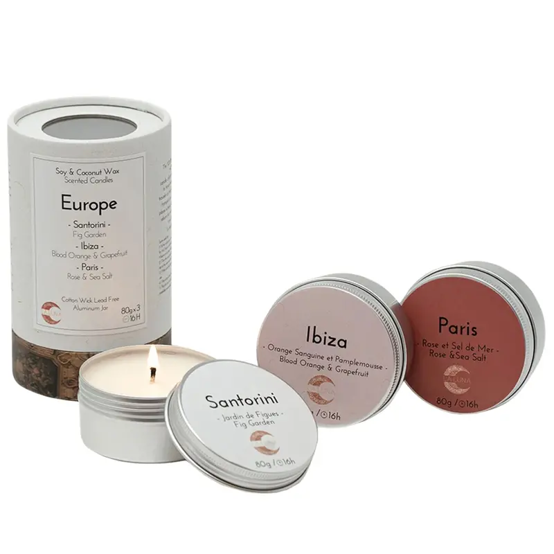 La Luna Europe Scent Discovery Kit – 3X80G Artisan Candles 1