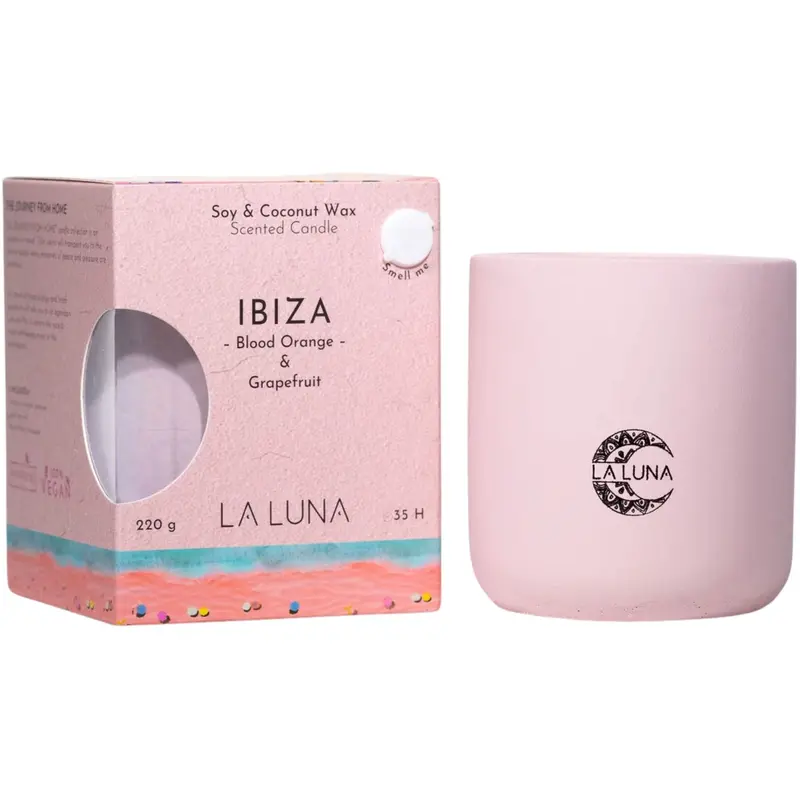 La Luna Ibiza Candle – Blood Orange & Grapefruit Scent, 220 G Soy Wax 1