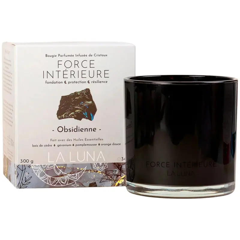 La Luna Obsidian Large Candle (300G) For Confidence & Stability 1