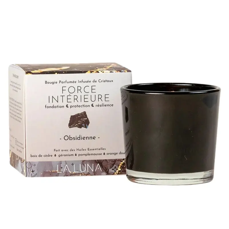La Luna Obsidian Mini Candle (56G) For Resilience & Focus 1