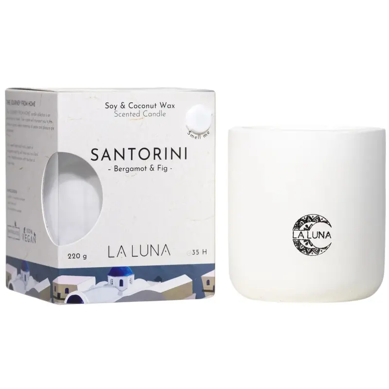 La Luna Santorini Candle – Bergamot & Fig Fragrance, 220 G Soy Wax 1
