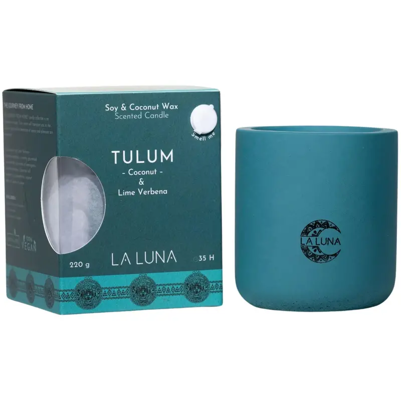 La Luna Tulum Candle – Coconut & Lime Verbena Scent, 220 G Soy Wax 1