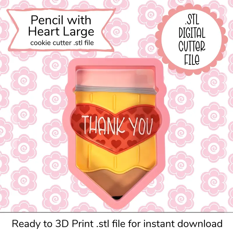 Large Heart-Tipped Pencil Svg Stl Digital Cutting File 1