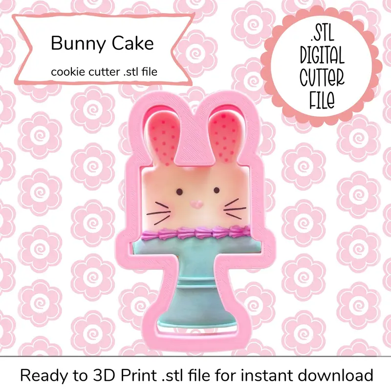 Layered Bunny Cake Cookie Cutter Stl – Celebration Design Digital Download 1
