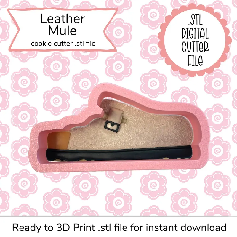 Leather Mule Shoe Digital Cookie Cutter – Stl Format Template 1