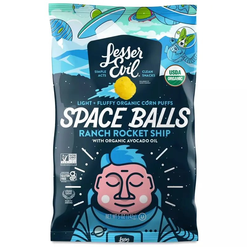 Lesser Evil Organic Corn Puffs – Ranch Flavor, Space-Themed Snack, 142 G 1