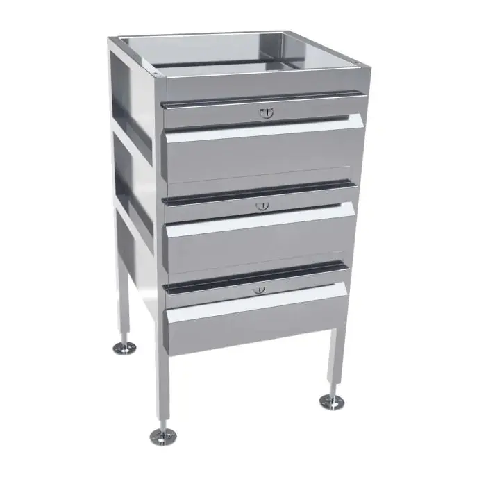 Locking Freestanding Stainless Steel 3-Drawer Cabinet - Ab-3Draw-L 1