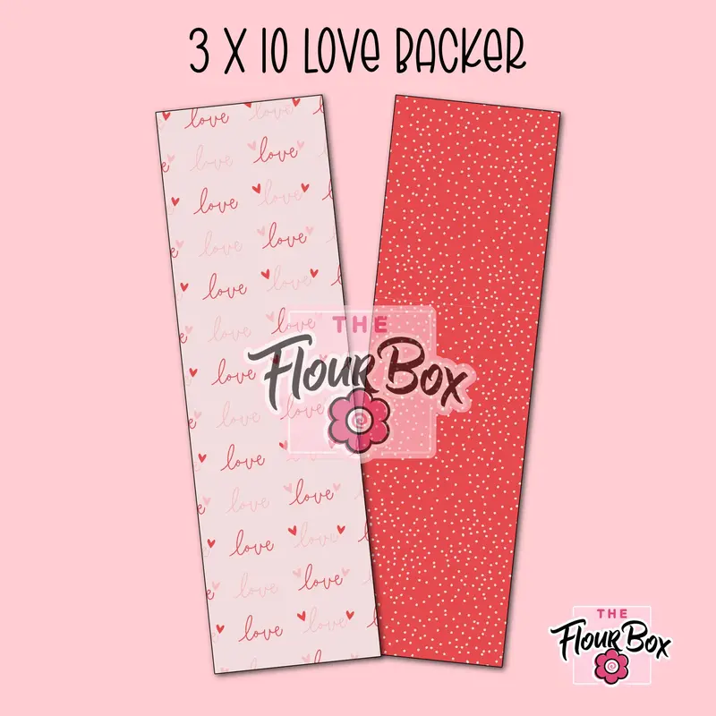 'Love' Cookie Box Backer – 3" × 10" Long – Pack Of 25 1