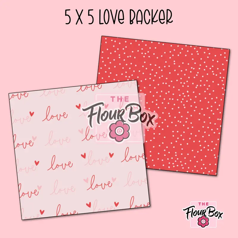 'Love' Cookie Box Backer – 5" × 5" Square – Pack Of 25 1