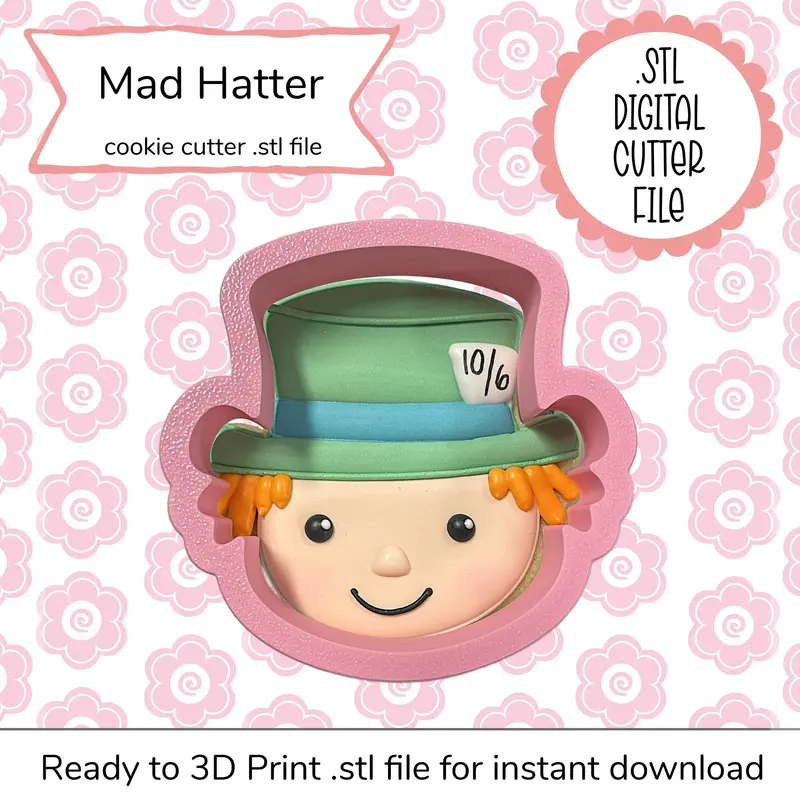 Mad Hatter Stl Cookie Cutter Template – Digital Download 1