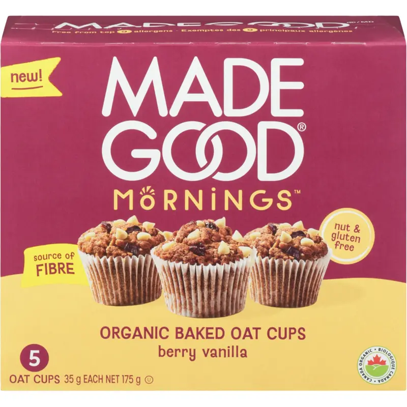 Madegood Mornings Organic Berry Vanilla Baked Oat Cups – 5-Pack (35 G Each) 1