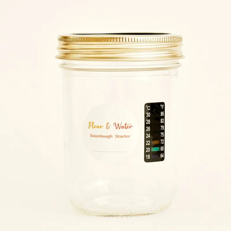 Mason-Style Sourdough Starter Jar With Built-In Thermometer 1