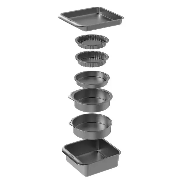 Masterclass Smart Space Stacking Cookware Set – Seven-Piece Non-Stick Roasting, Baking & Pastry Essentials 1