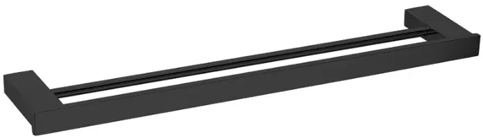 Matte Black 60Cm Square Double Towel Rail 1