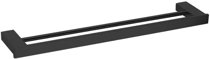 Matte Black 80Cm Square Double Towel Rail 1