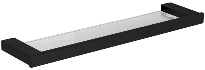 Matte Black Square Glass Bathroom Shelf – Modern Wall-Mounted Storage 1
