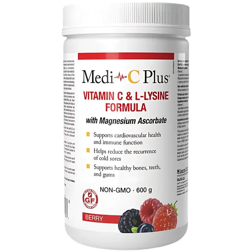 Medi-C Plus Vitamin C + L-Lysine Powder – Berry Flavor, 600G 1